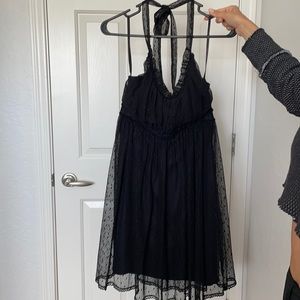 Betsy Johnson black halter flowy dress size 2